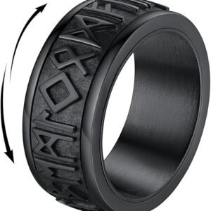 Vegvísir Norse Rune Guidance Ring – Stainless Steel Viking Band