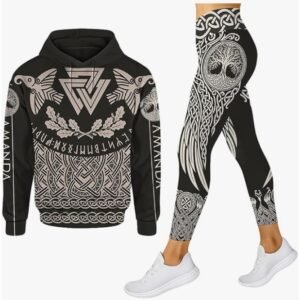 Personalized Viking Legging & Hoodie Set – Women’s Norse Yoga & Streetwear